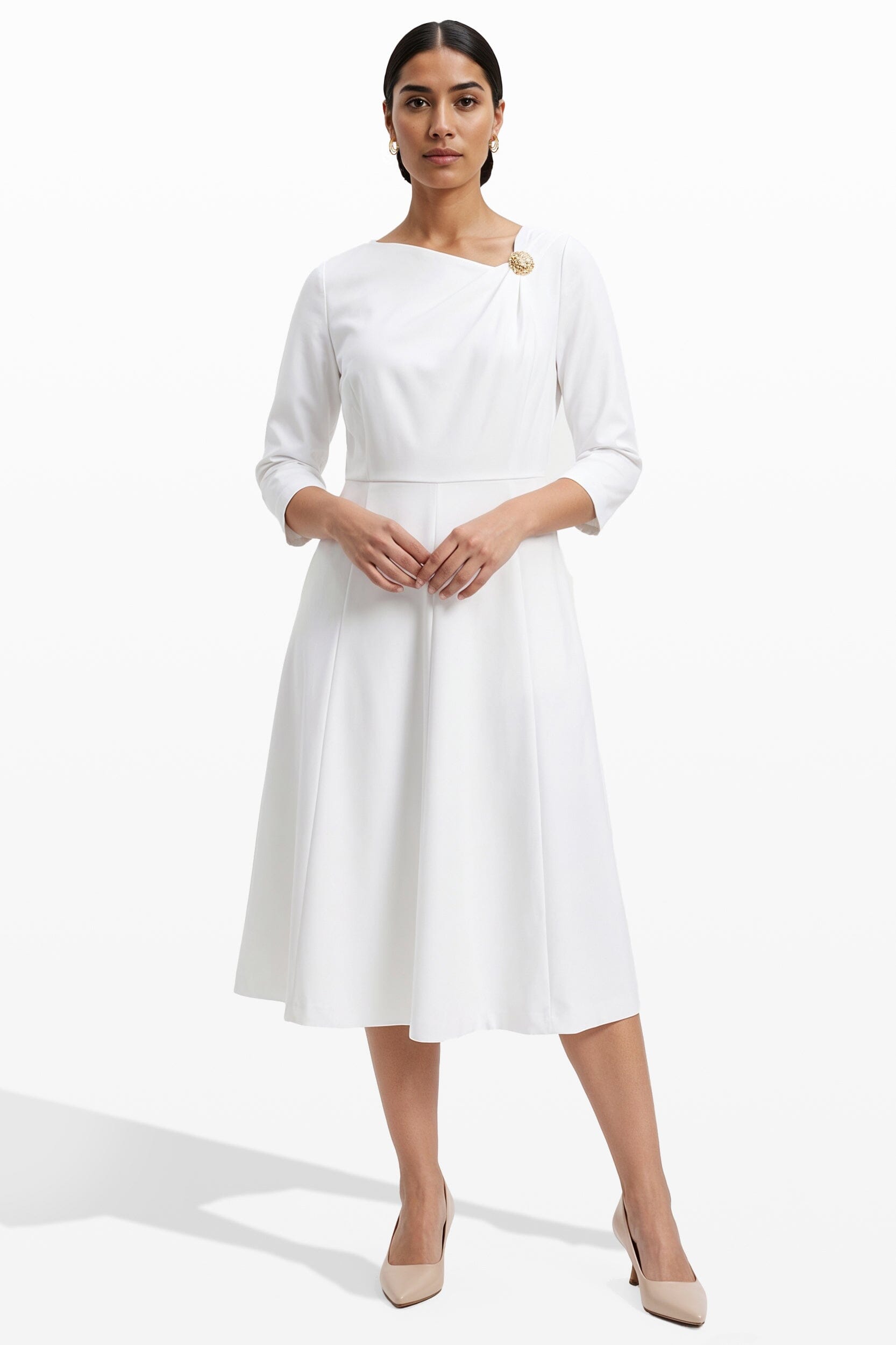 Anne Klein Shoulder Pin Midi Length A-line silhouette Dress