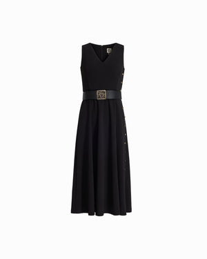 Anne Klein Side Button Midi Length Fit And Flare Dress