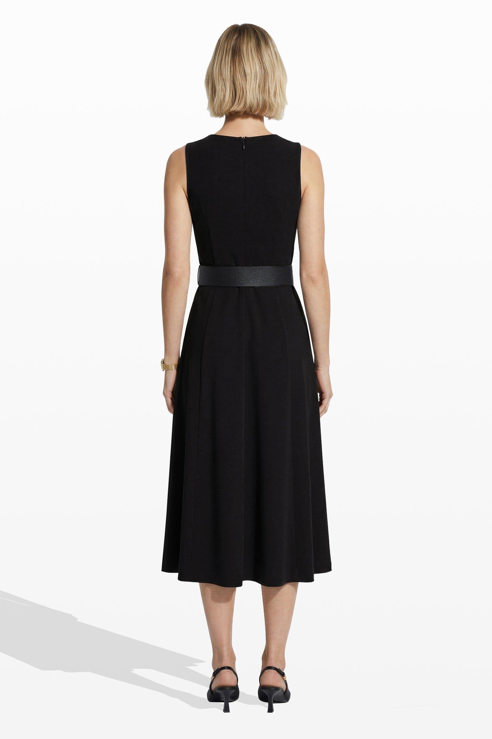 Anne Klein Side Button Midi Length Fit And Flare Dress