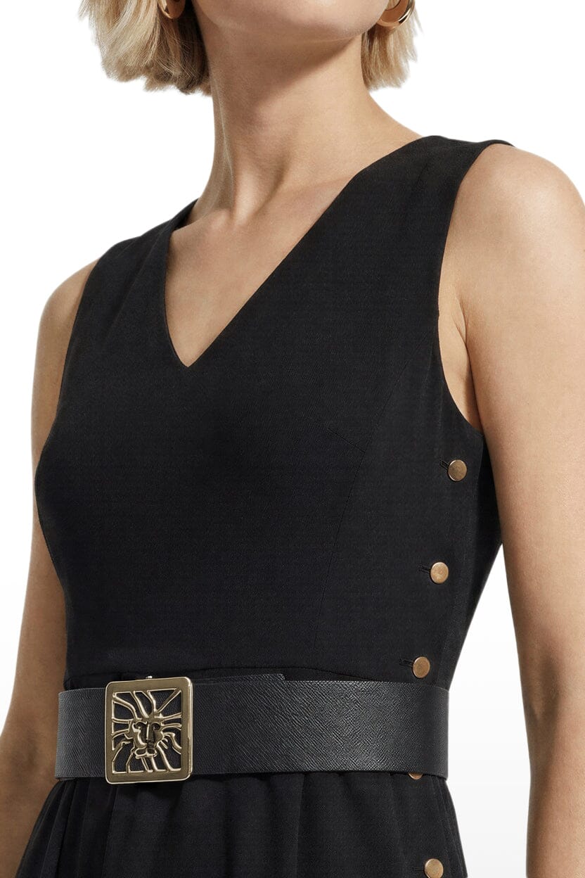 Anne Klein Side Button Midi Length Fit And Flare Dress