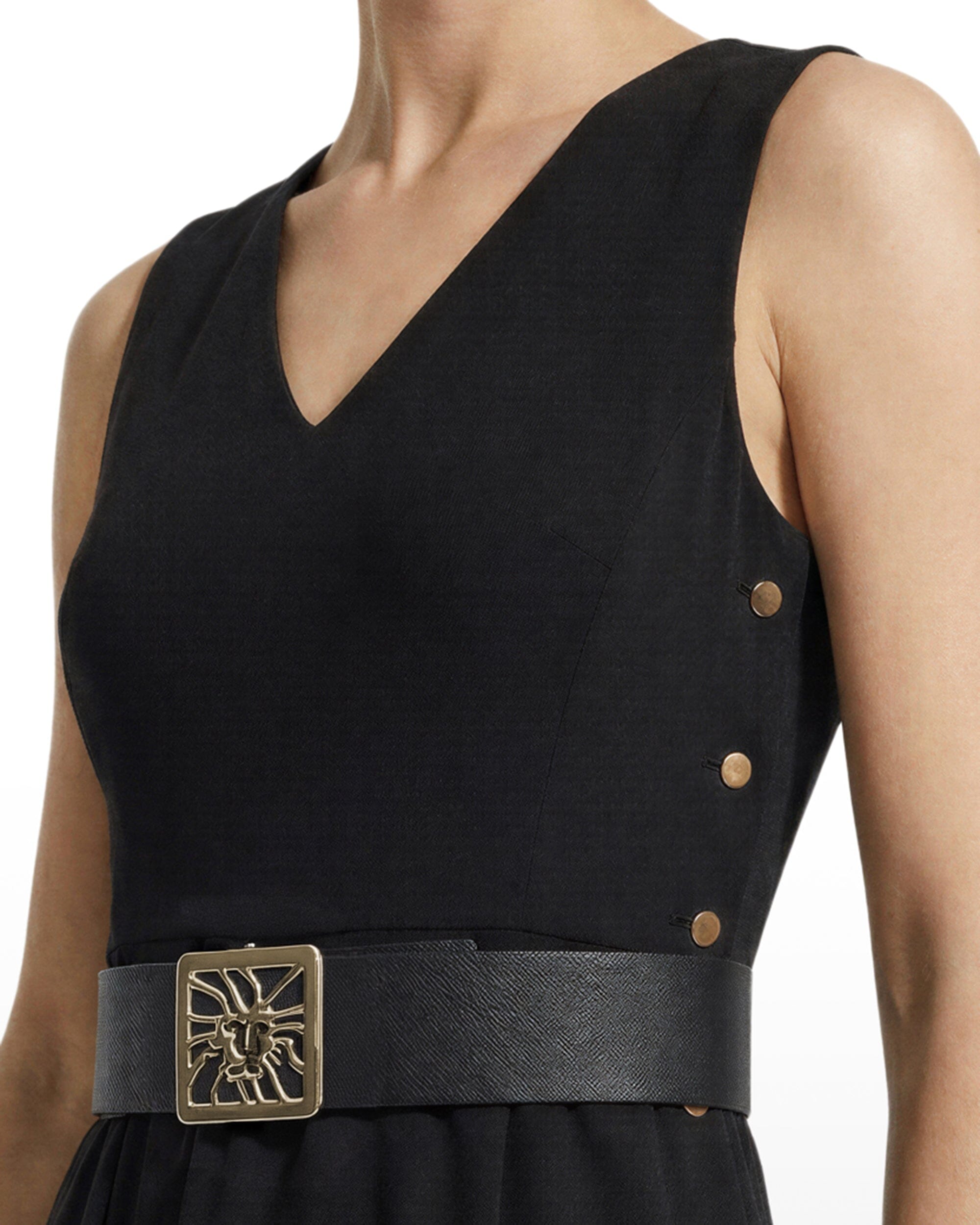 Anne Klein Side Button Midi Length Fit And Flare Dress