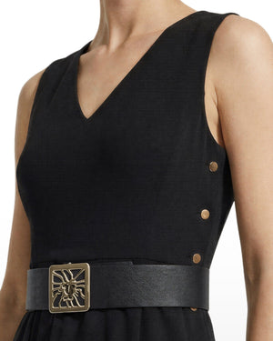 Anne Klein Side Button Midi Length Fit And Flare Dress