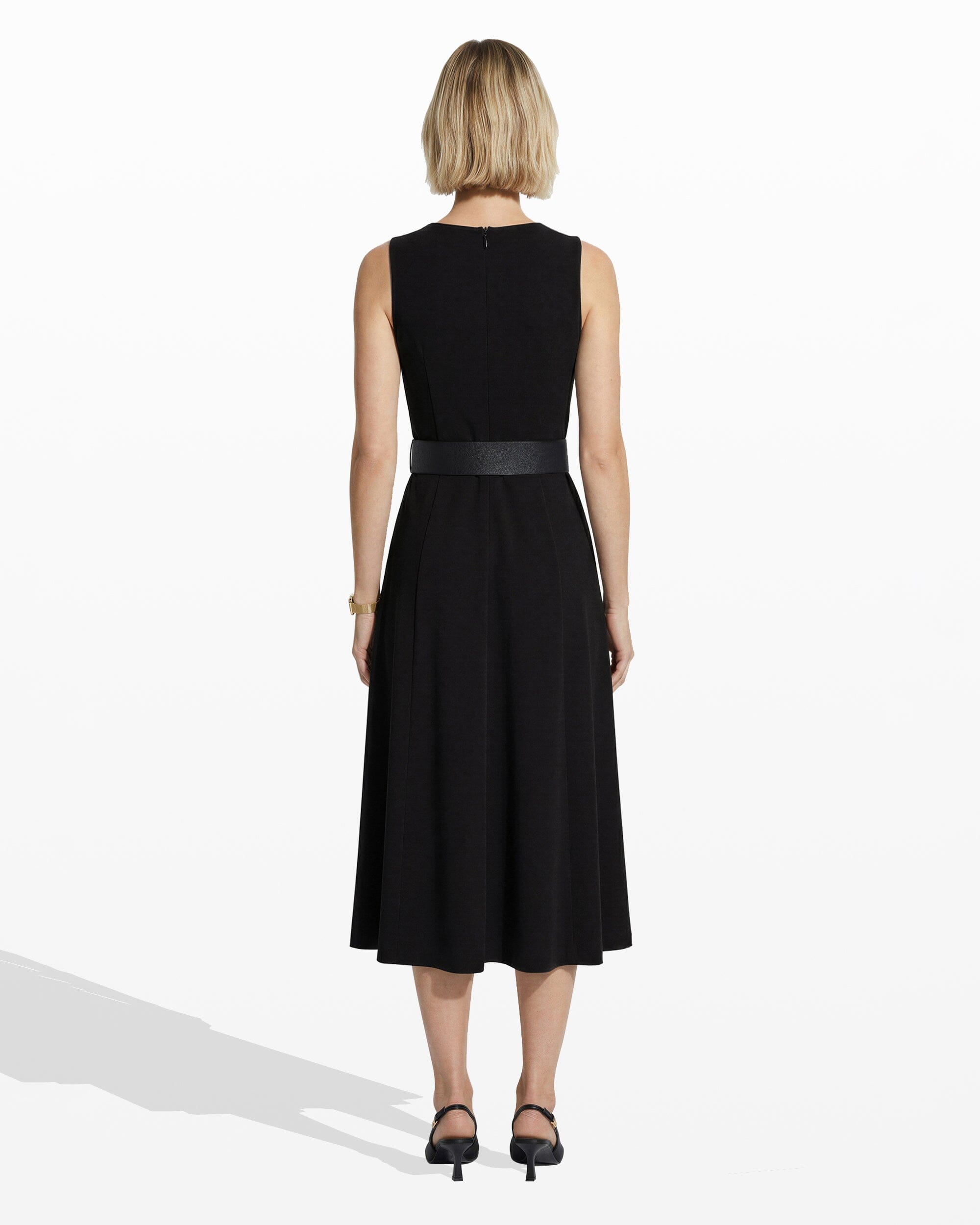 Anne Klein Side Button Midi Length Fit And Flare Dress