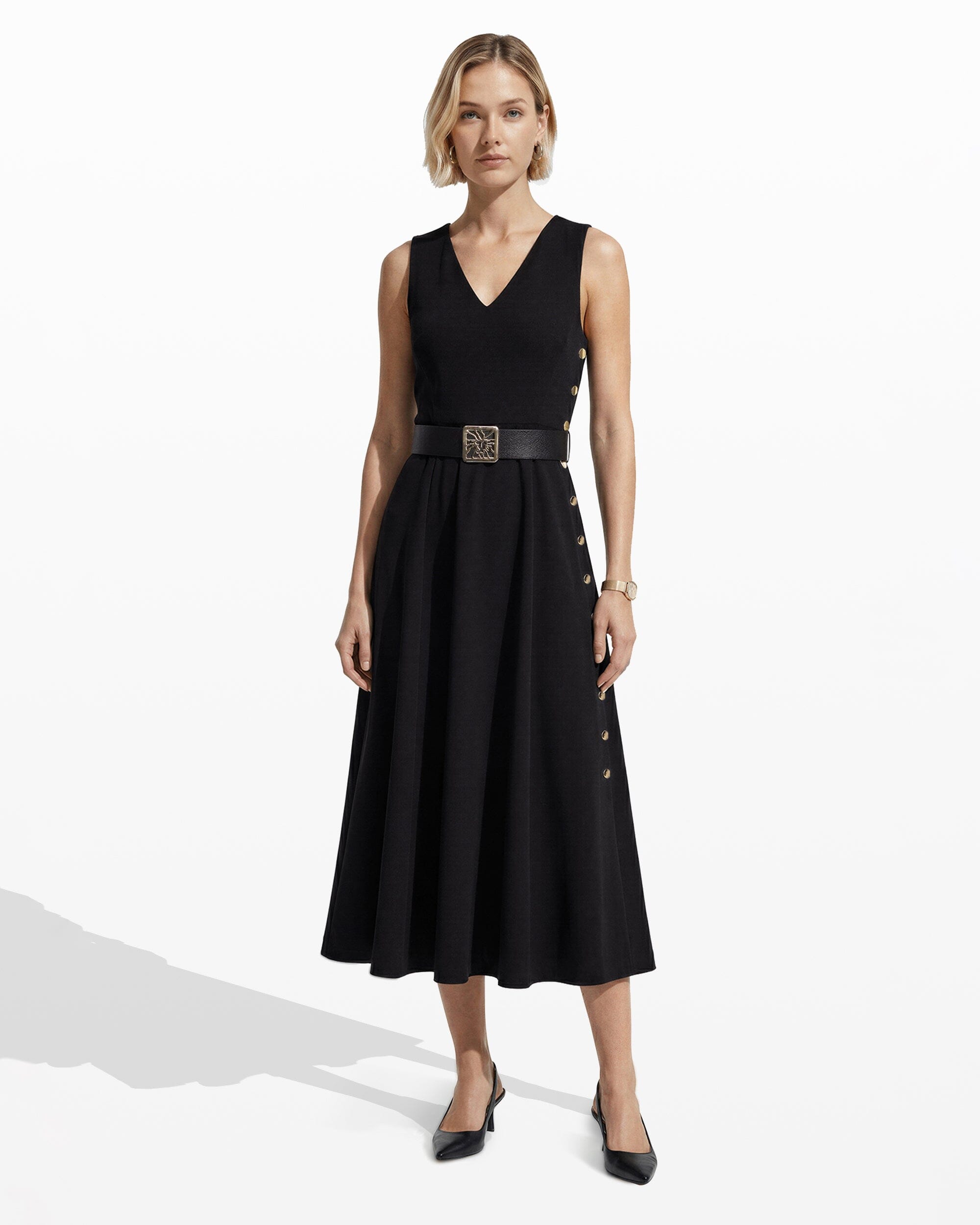 Anne Klein Side Button Down Midi Dress Anne Klein Side Button Down Midi Dress