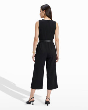 Anne Klein V Neck Side Button Jumpsuit