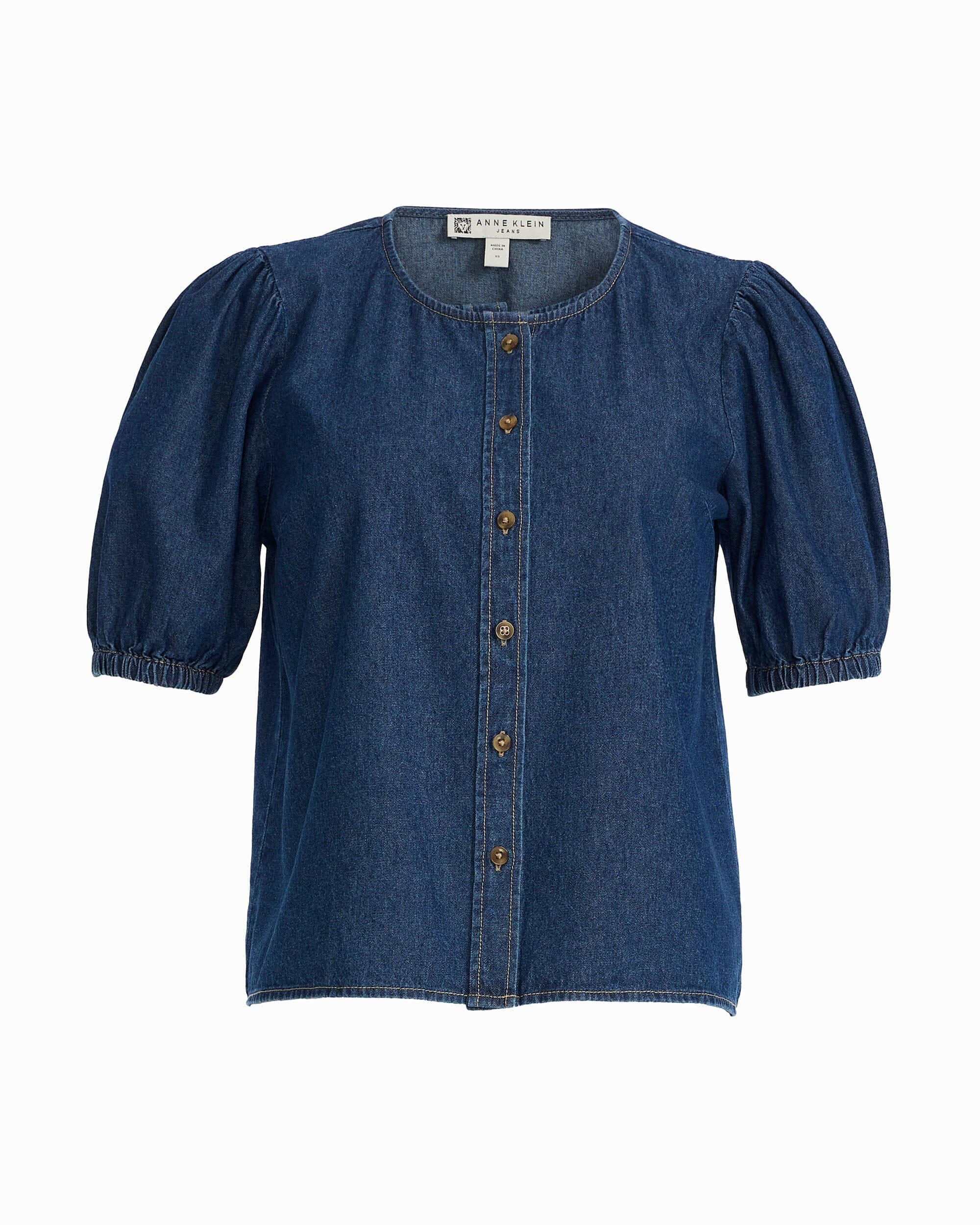 Anne Klein ARIES WASH Petite Gathered Short Sleeve Blouse