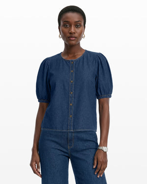 Anne Klein ARIES WASH Gathered Short Sleeve Blouse