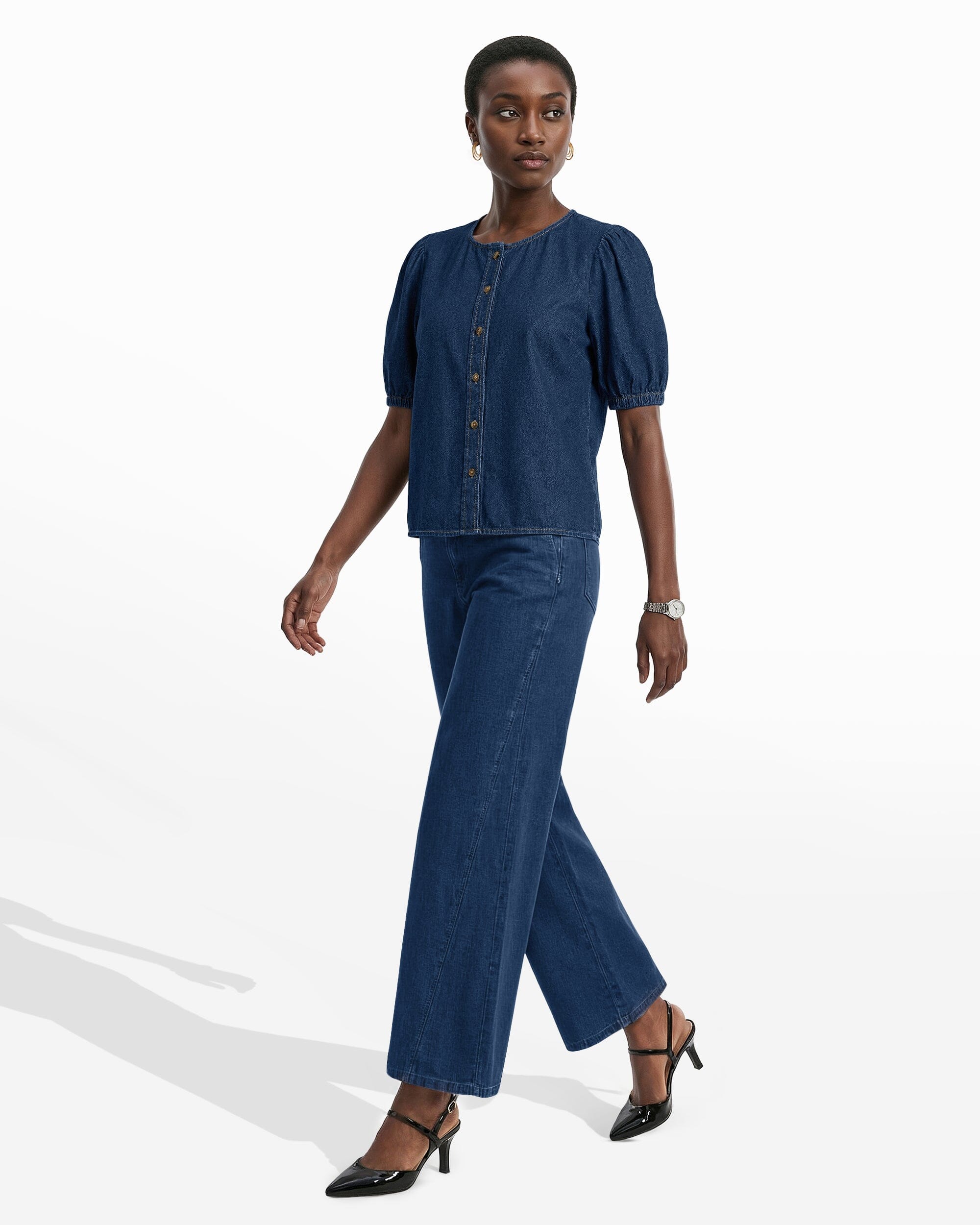 Anne Klein Gathered Short Sleeve Blouse