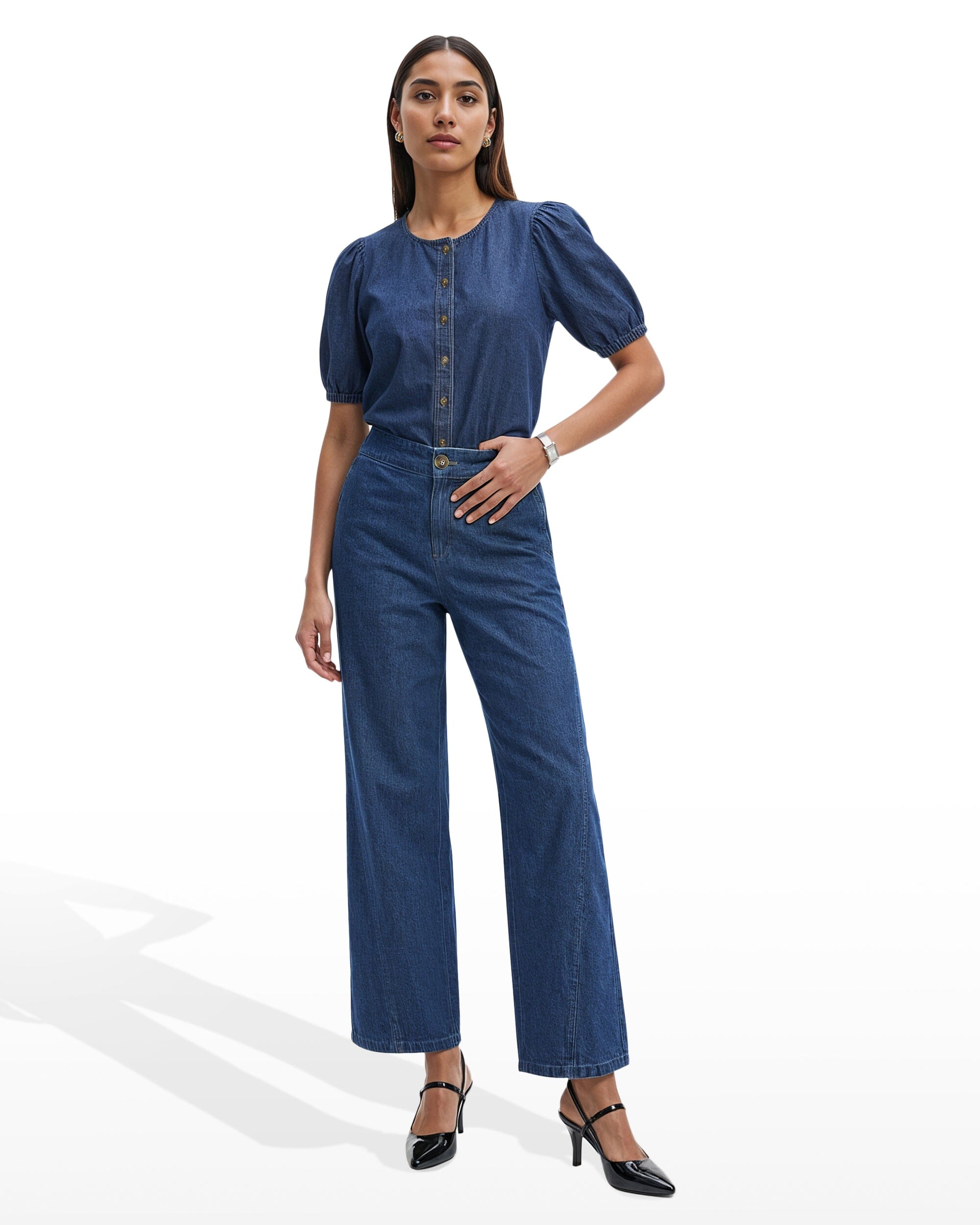 Anne Klein Wide Leg Pants with Curved Side Seams