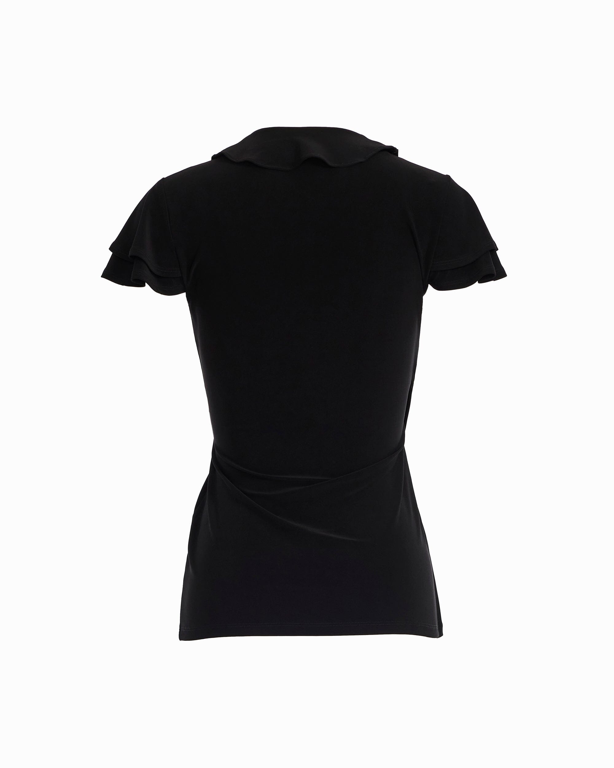 Anne Klein Flutter Sleeve Wrap Top with Ruffle Detail