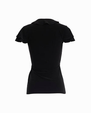Anne Klein Flutter Sleeve Wrap Top with Ruffle Detail