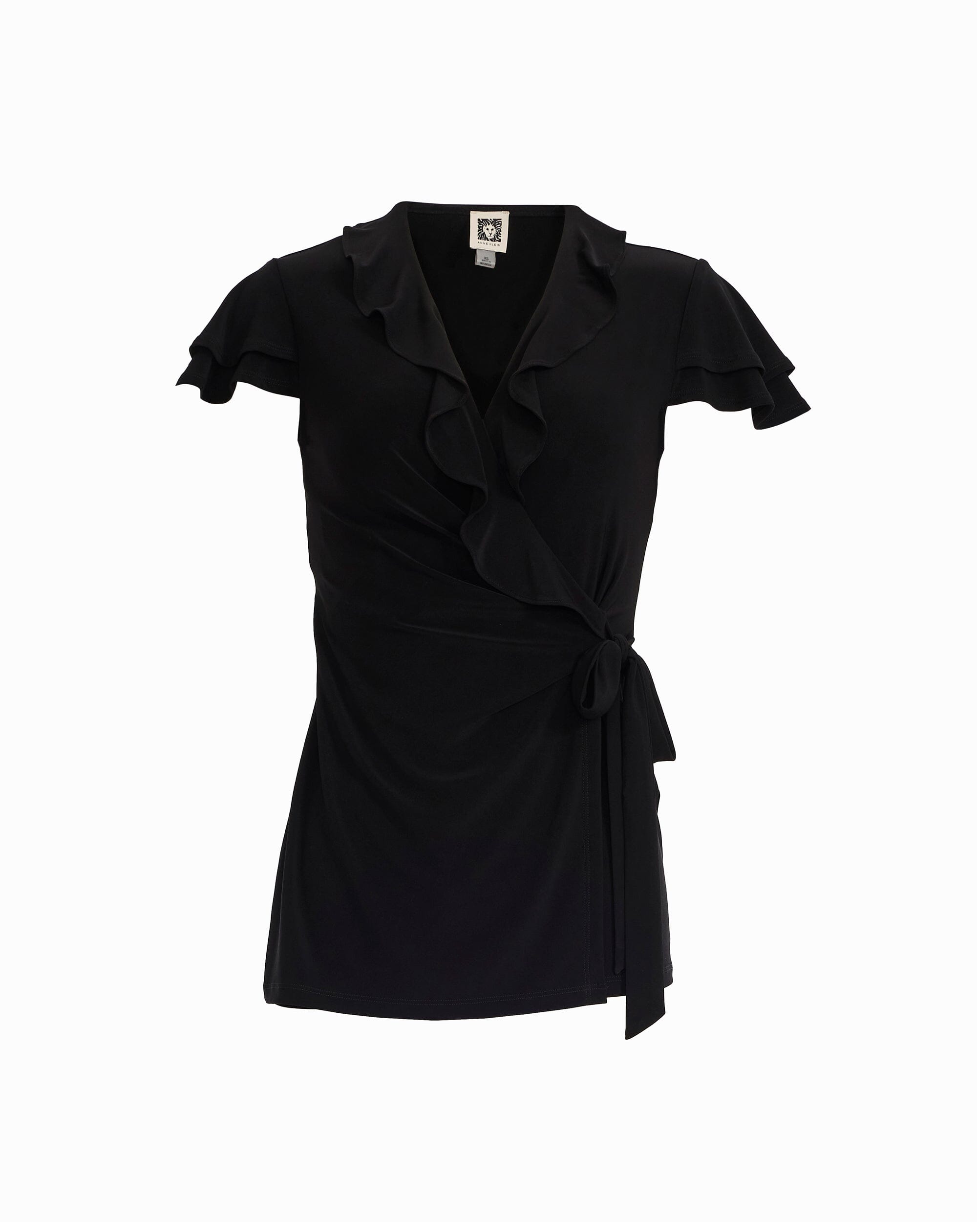 Anne Klein Flutter Sleeve Wrap Top with Ruffle Detail