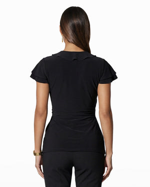 Anne Klein Flutter Sleeve Wrap Top with Ruffle Detail
