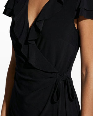 Anne Klein Flutter Sleeve Wrap Top with Ruffle Detail