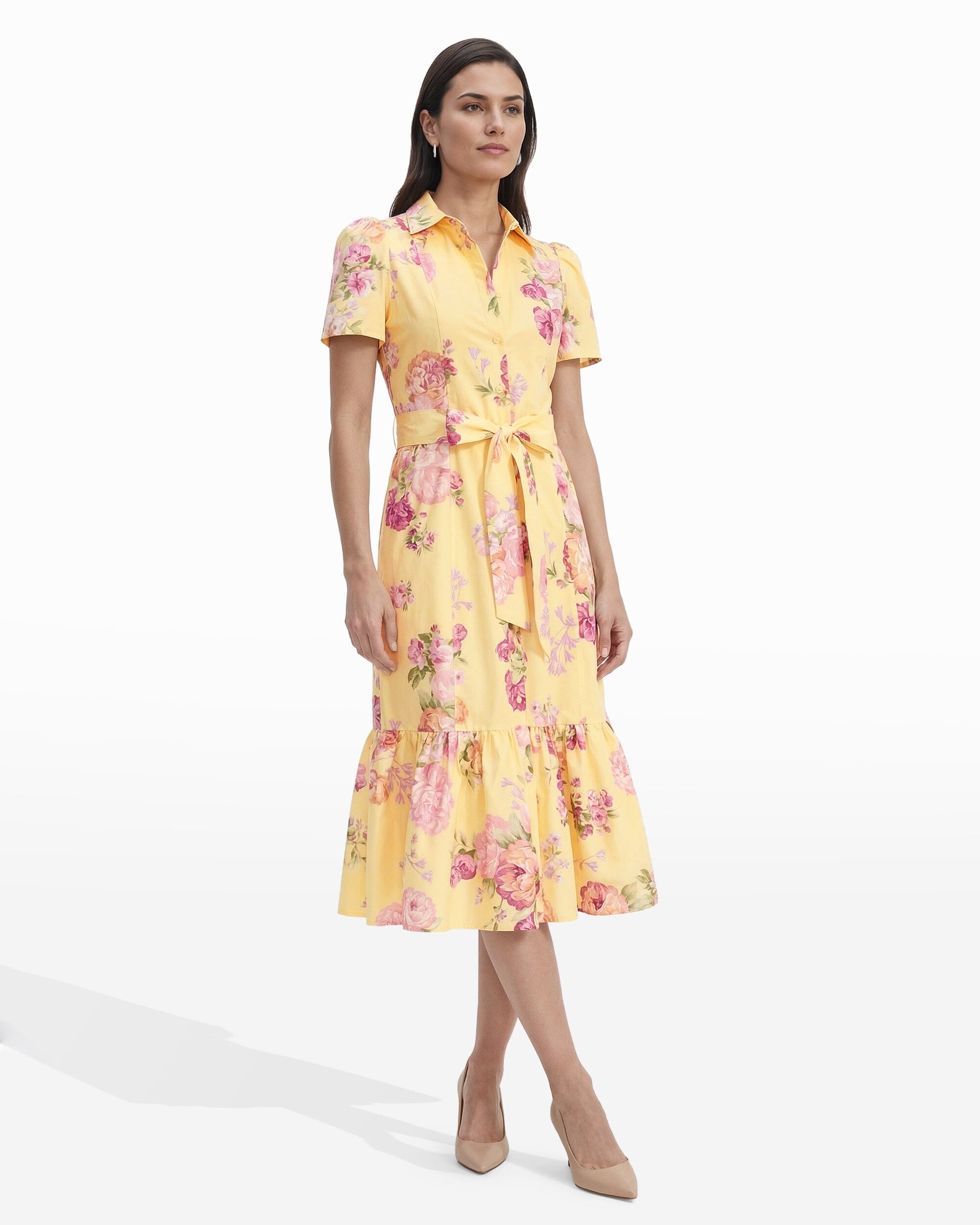 Anne Klein Short Sleeve Tiered Shirtdress Anne Klein Short Sleeve Tiered Shirtdress