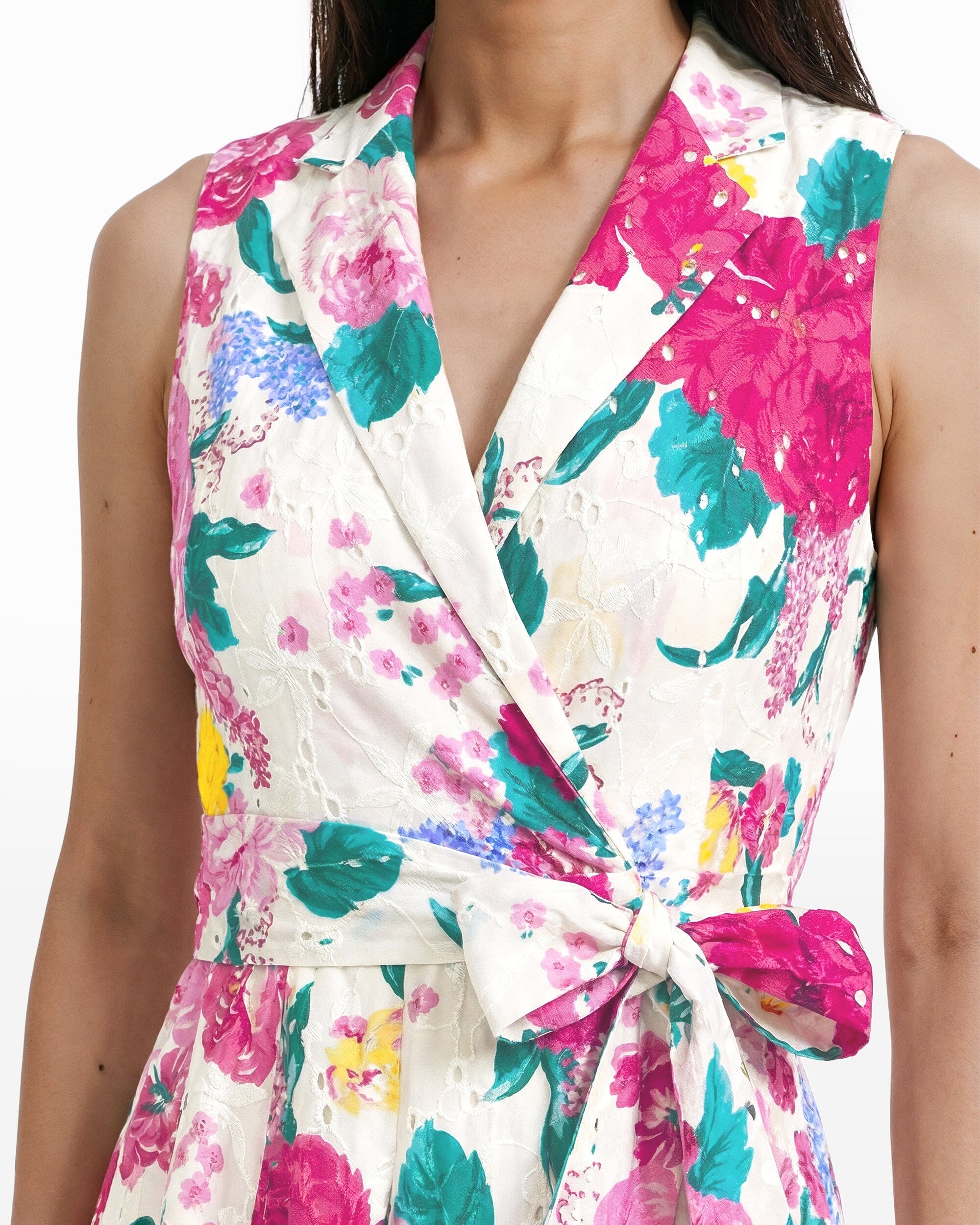 Anne Klein Notched Collar Wrap Dress with Full Skirt
