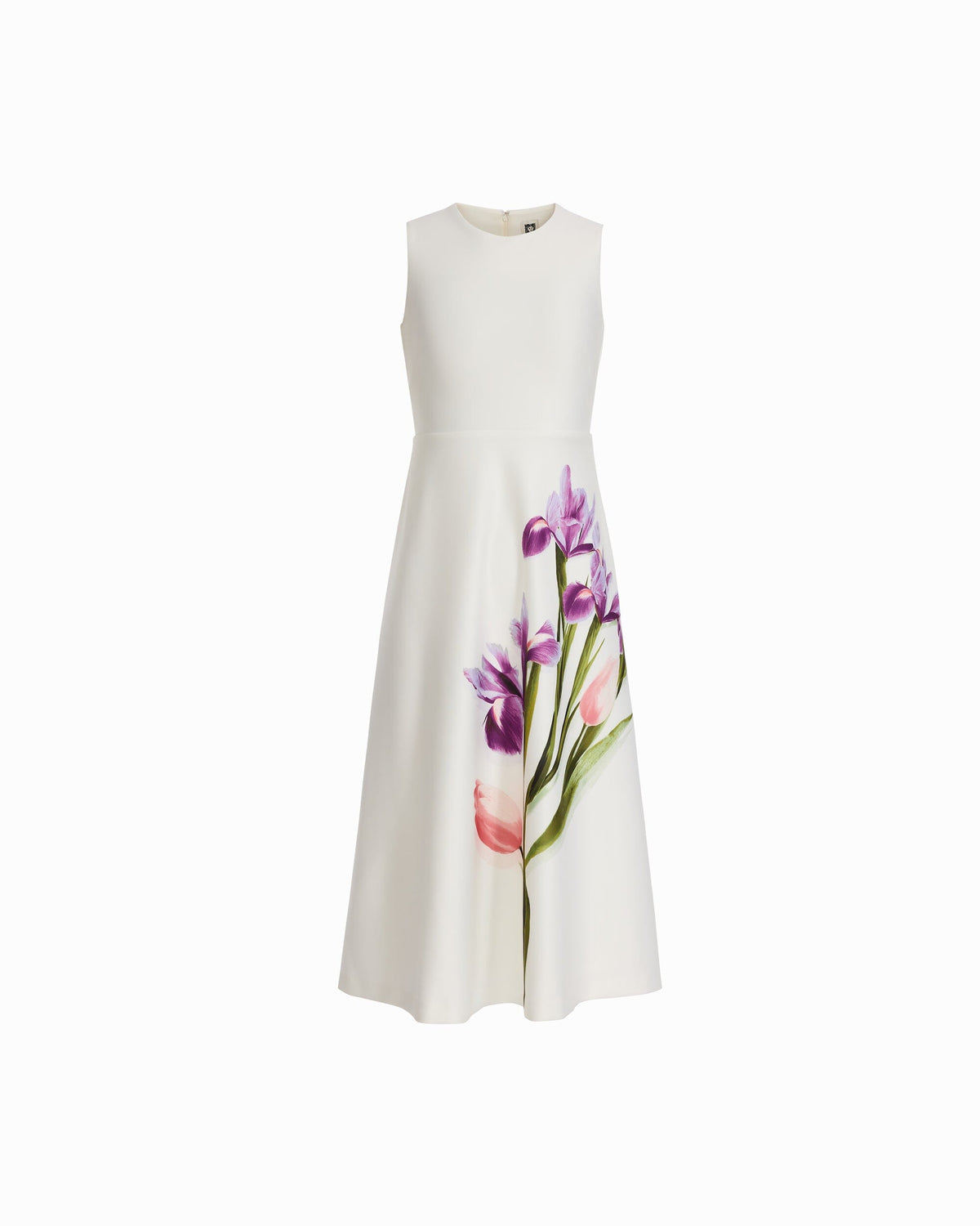 Anne Klein A-Line Silhouette Crew Neck Midi Length Dress