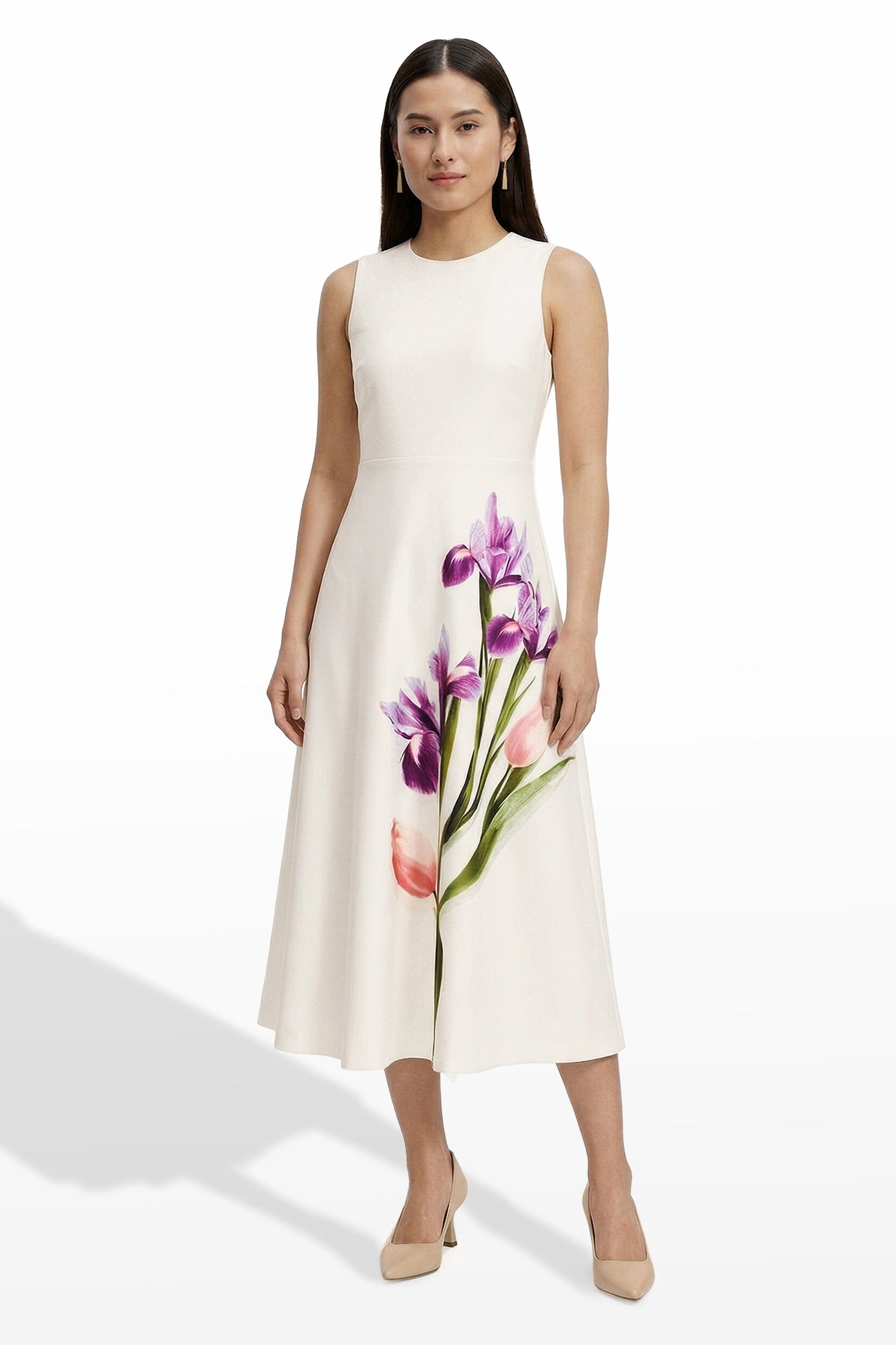 Anne Klein A-Line Silhouette Crew Neck Midi length Dress