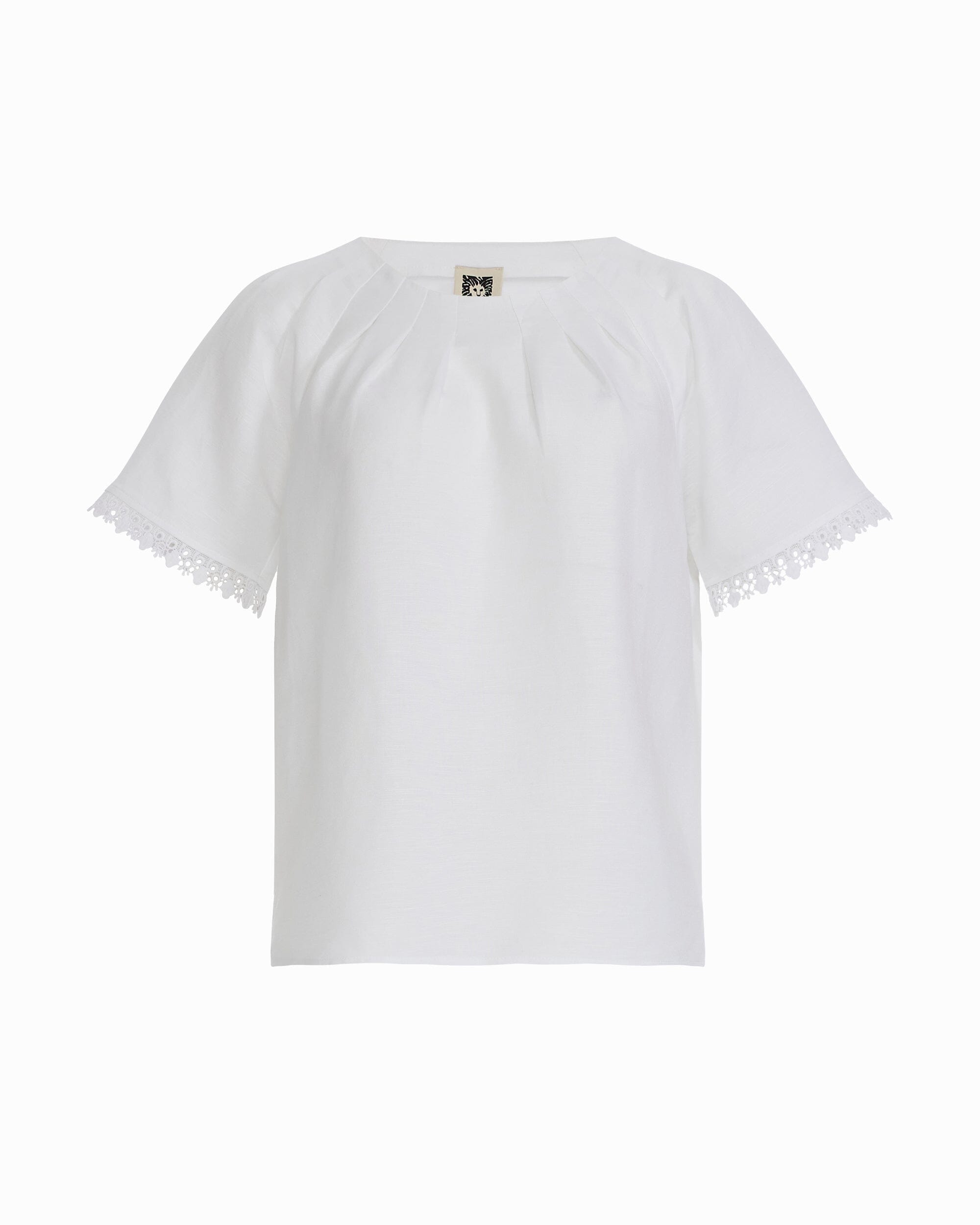 Anne Klein CRISP WHITE Petite Pleated Neck Raglan Short Sleeve Blouse