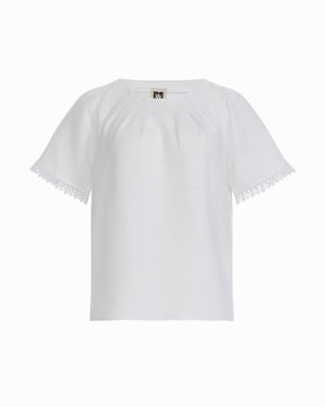 Anne Klein CRISP WHITE Petite Pleated Neck Raglan Short Sleeve Blouse