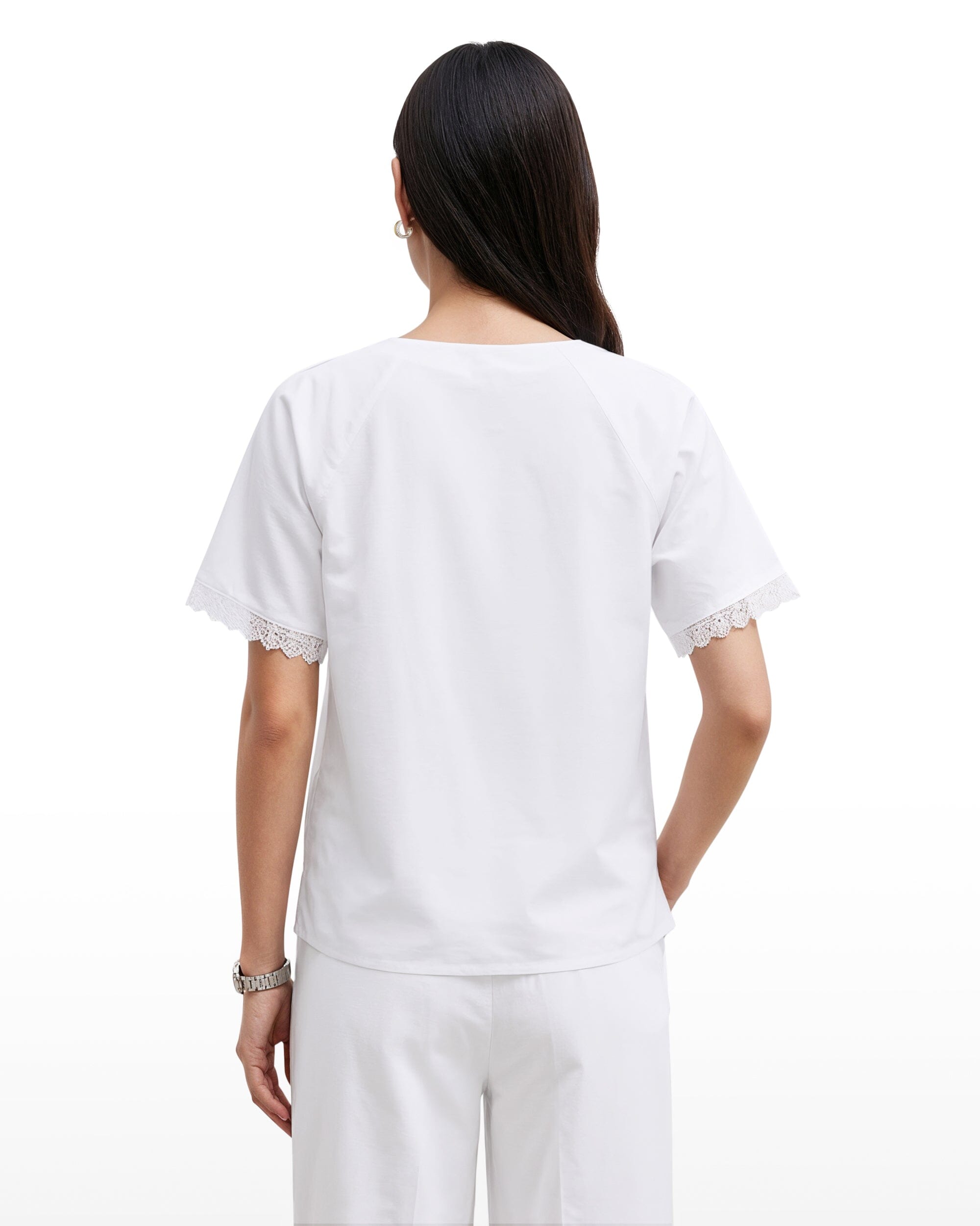 Anne Klein Pleated Neck Raglan Short Sleeve Blouse