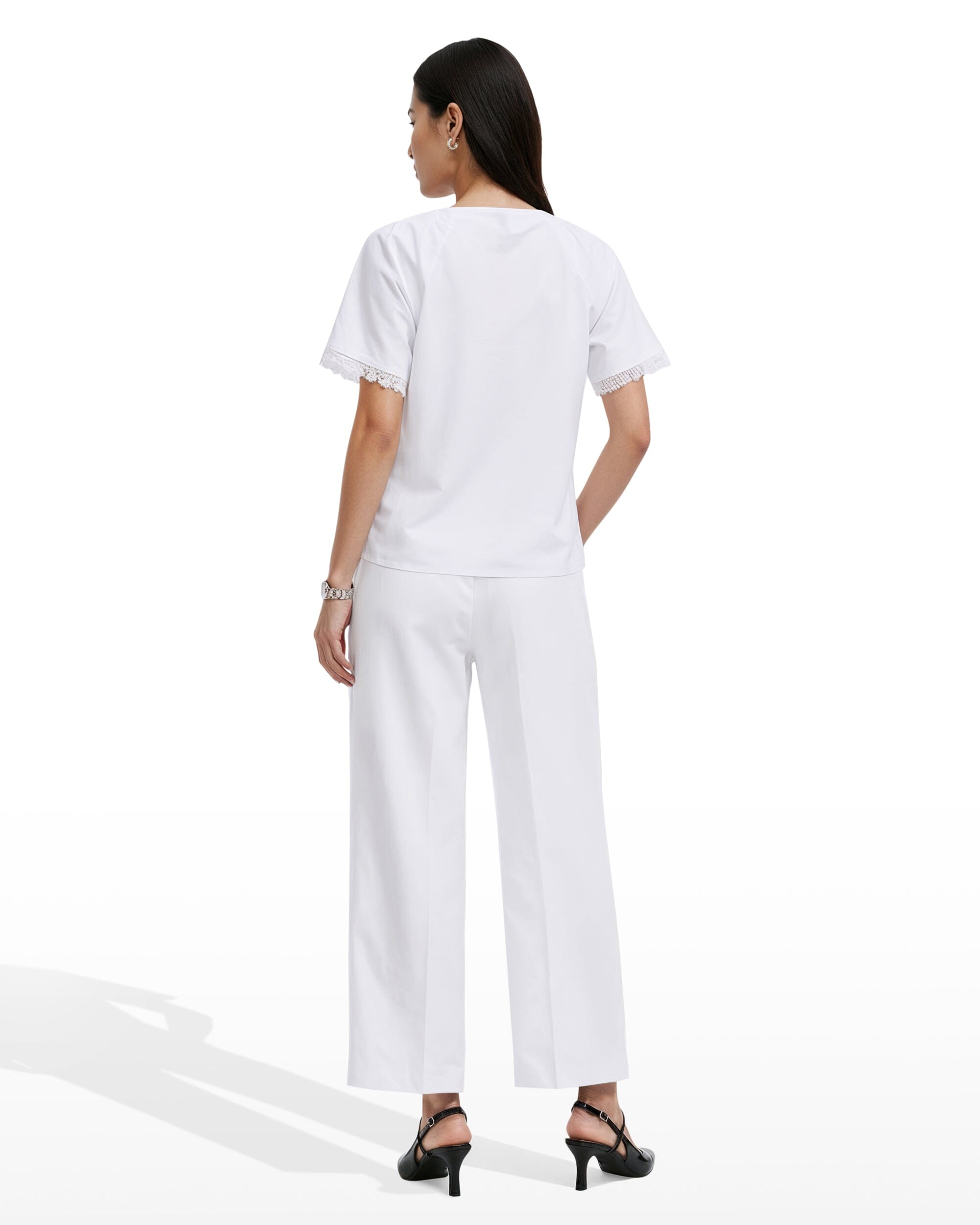 Anne Klein Pleated Neck Raglan Short Sleeve Blouse
