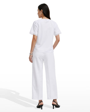 Anne Klein Pleated Neck Raglan Short Sleeve Blouse
