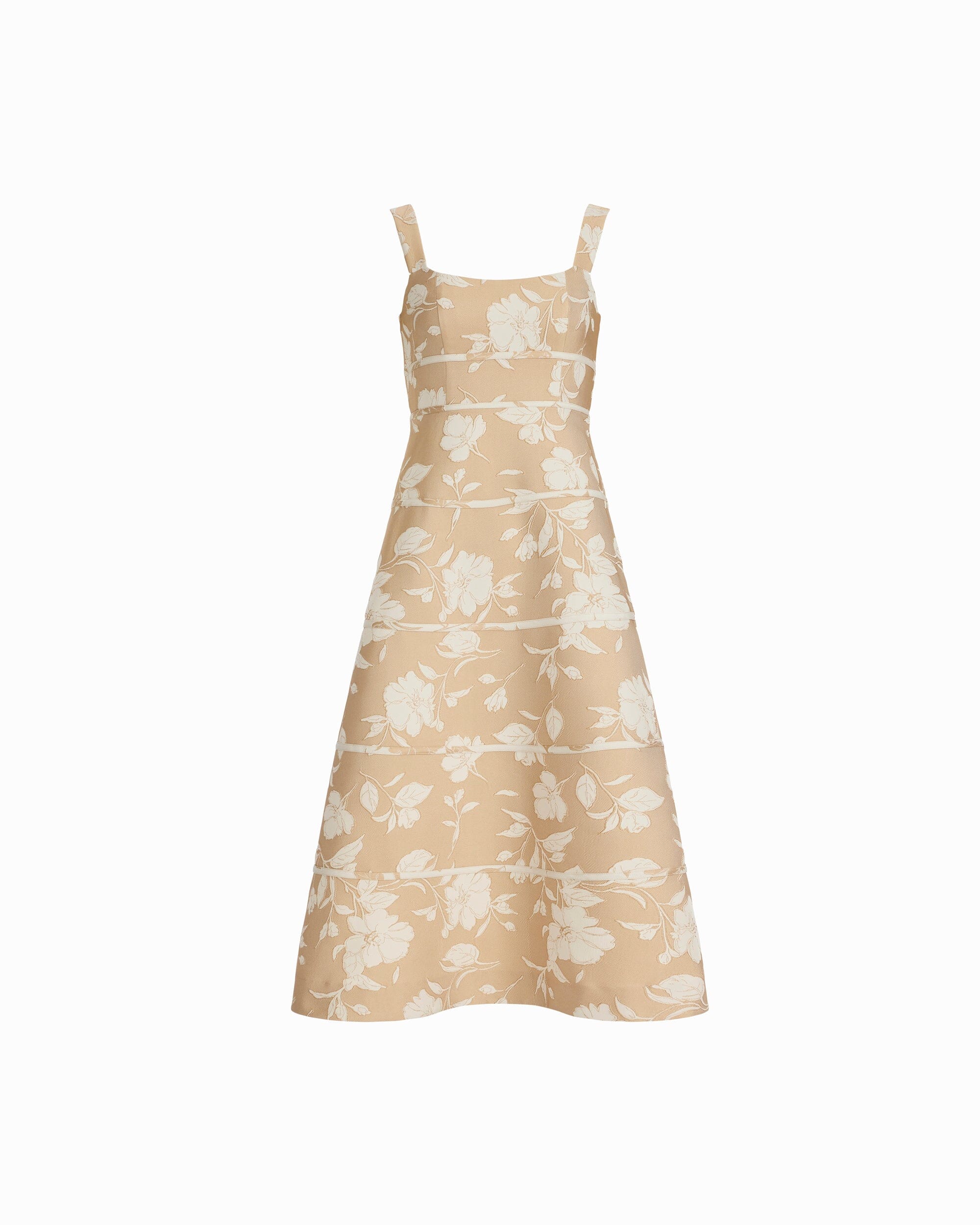 Anne Klein Women's Contrast-Cording A-Line Midi Dress - LATTE/IVORY SHELL