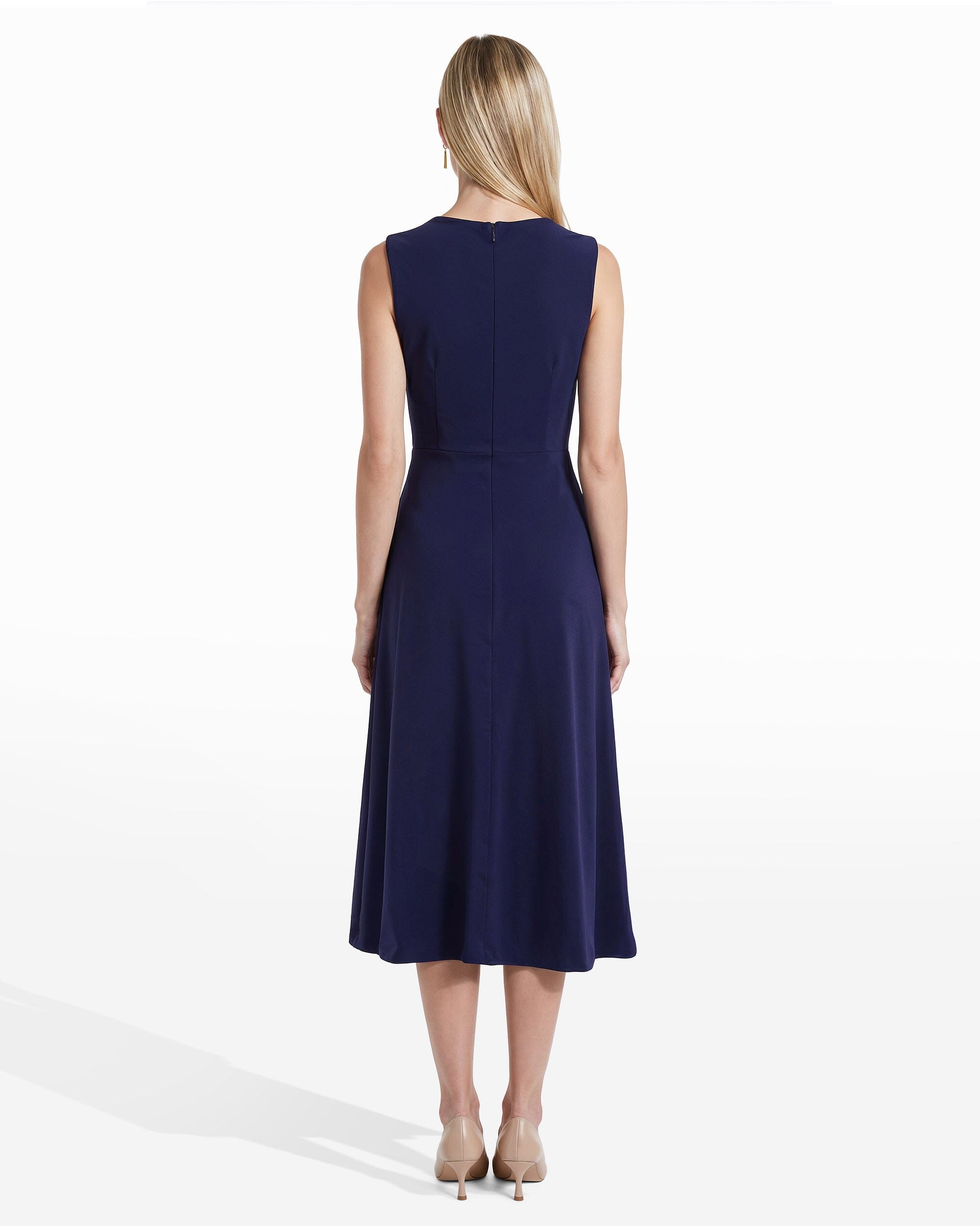 Anne Klein Twist Detail Front A-Line Silhouette Midi length Dress