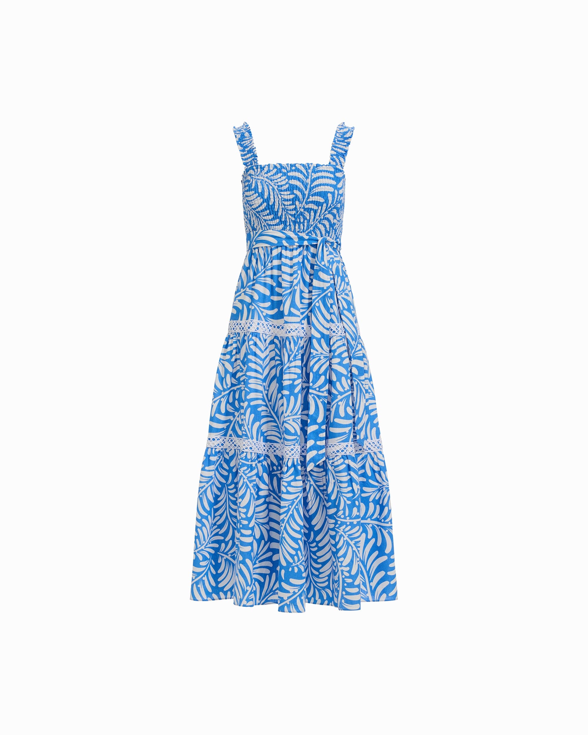 Anne Klein SEAPORT/CRISP WHITE Smocked Patio Dress