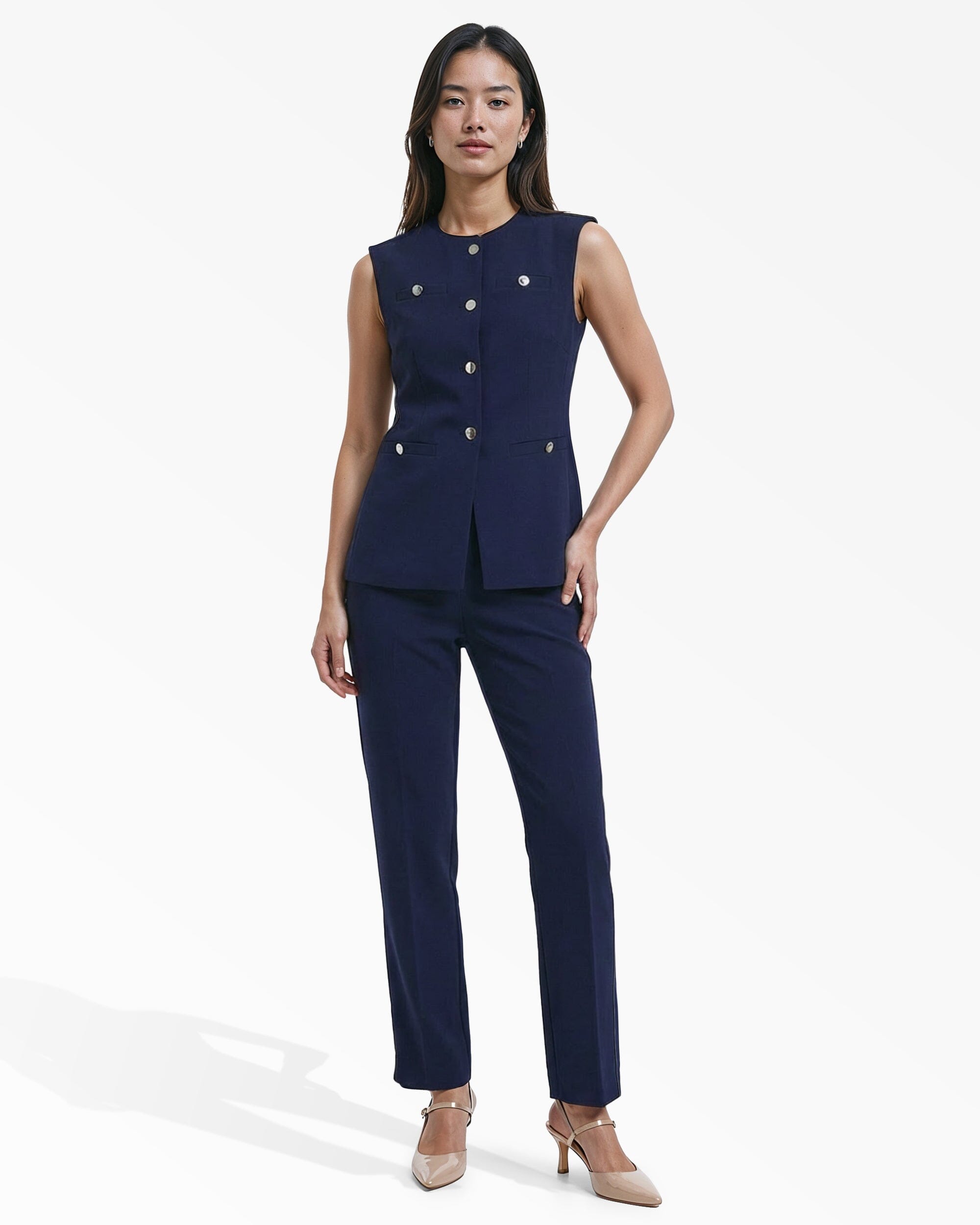 Anne Klein Straight Ankle Pull-On Hollywood Waist Pant