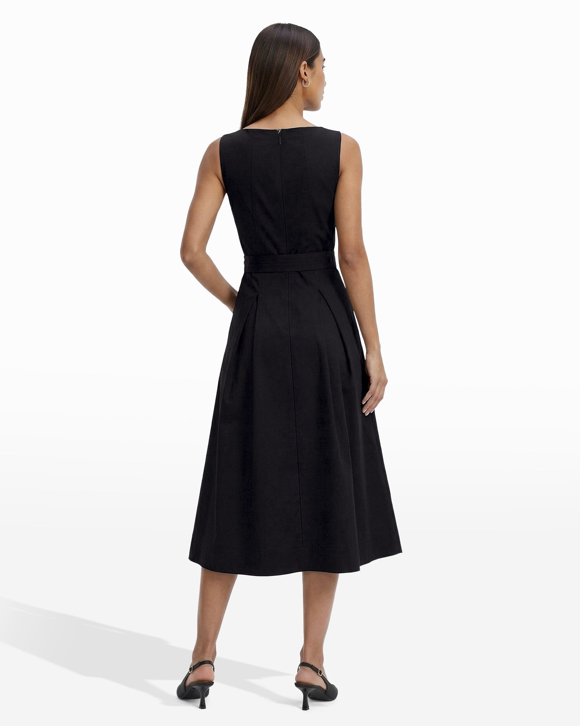 Anne Klein Paneled Bodice Jewel Neck Midi Length Dress