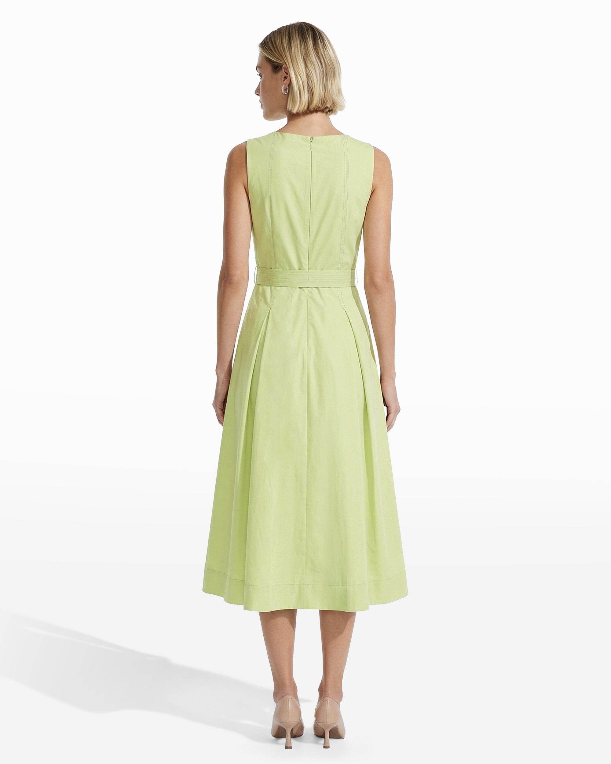 Anne Klein Paneled Bodice Jewel Neck Midi Length Dress