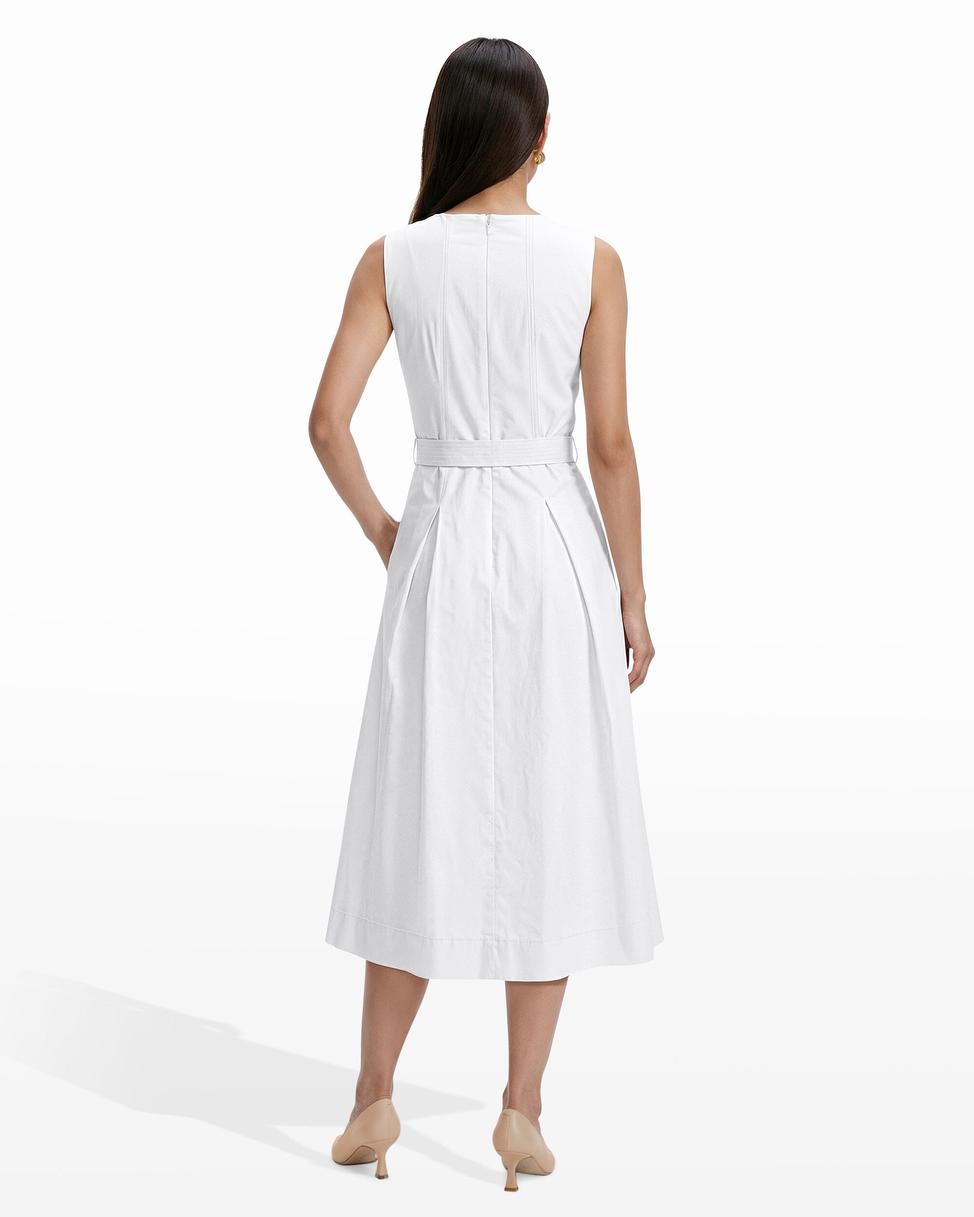Anne Klein Paneled Bodice Jewel Neck Midi Length Dress