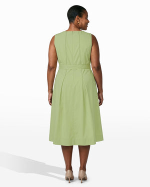 Anne Klein Plus Size Paneled Bodice Jewel Neck Midi Length Dress