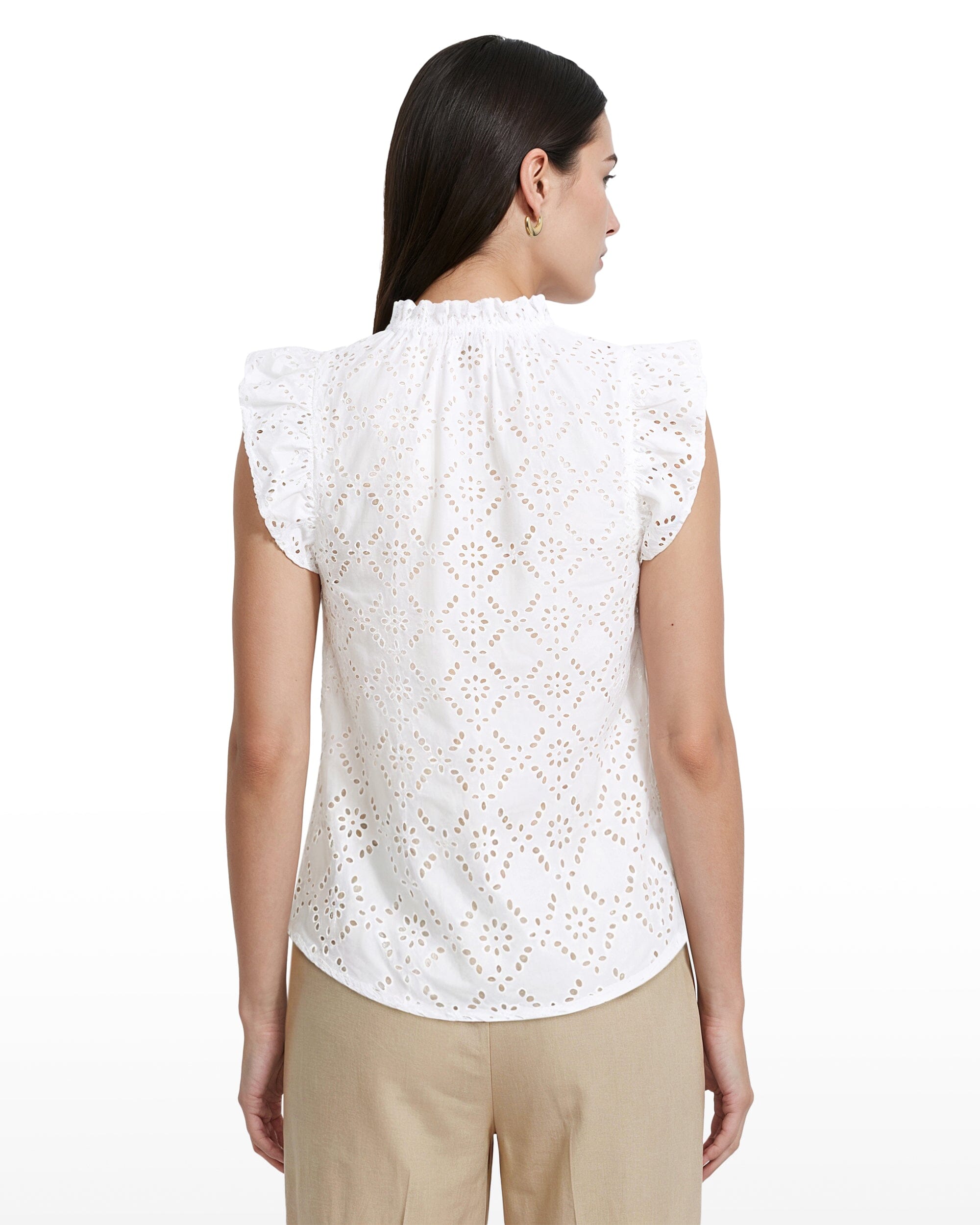 Anne Klein V-Neck Blouse with Flutter Sleeves