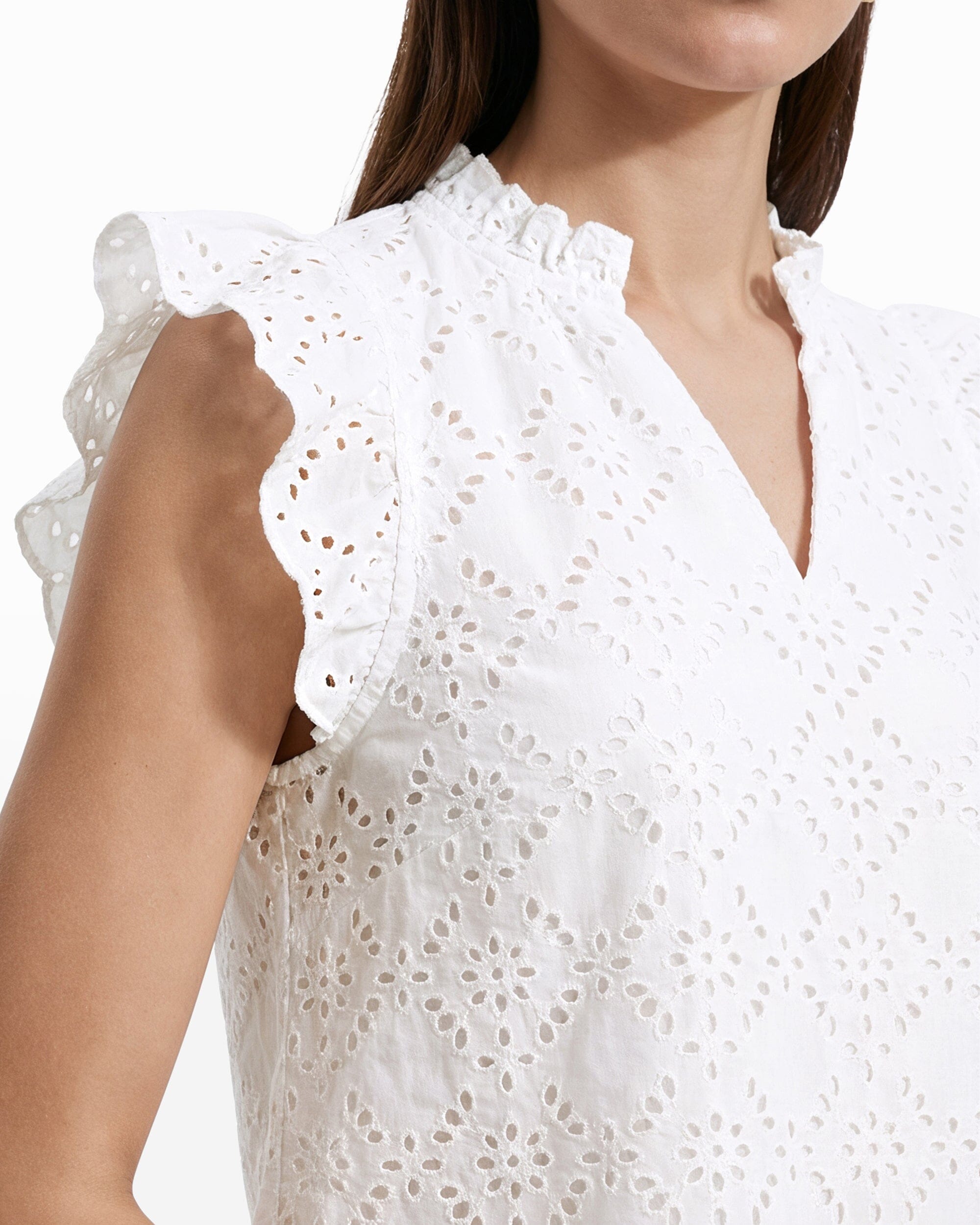 Anne Klein V-Neck Blouse with Flutter Sleeves