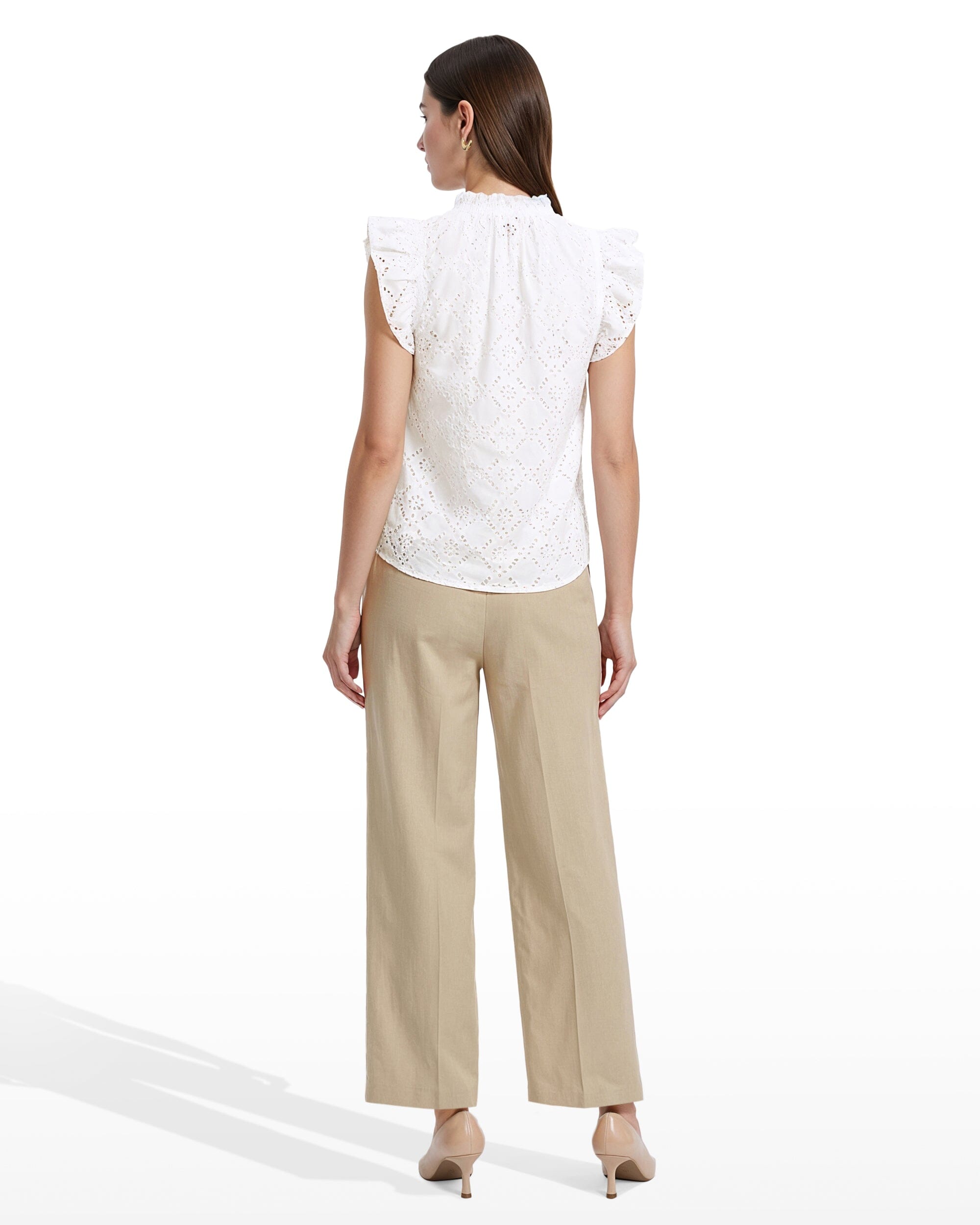 Anne Klein V-Neck Blouse with Flutter Sleeves