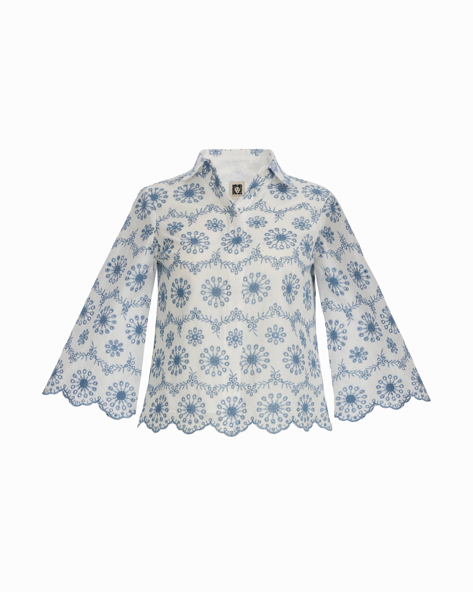 Anne Klein Plus Size Button-Front Shirt with Scallop Hem