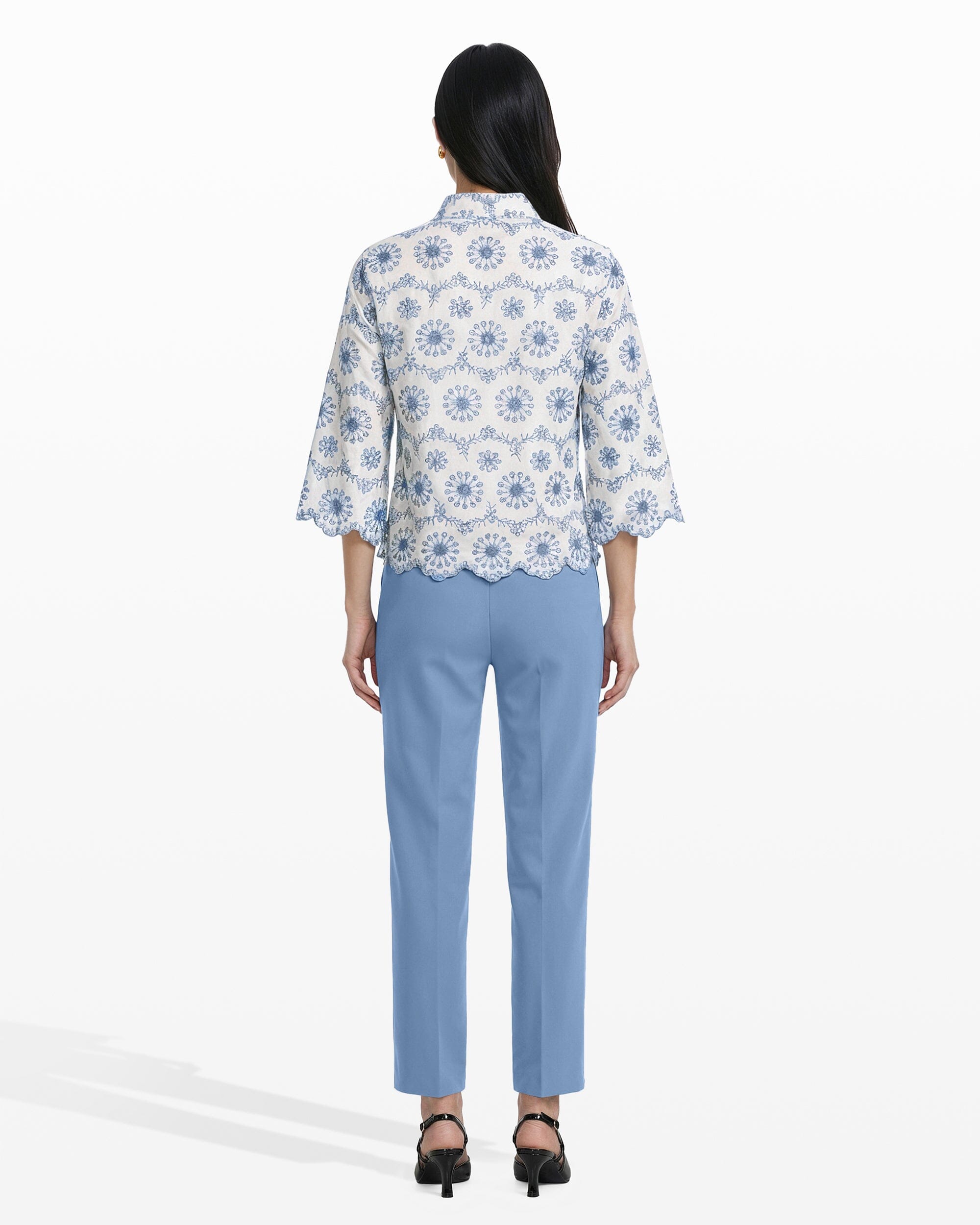 Anne Klein Button Front Shirt with Scallop Hem