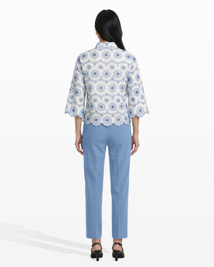 Anne Klein Button Front Shirt with Scallop Hem