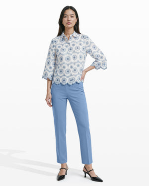 Anne Klein Button Front Shirt with Scallop Hem