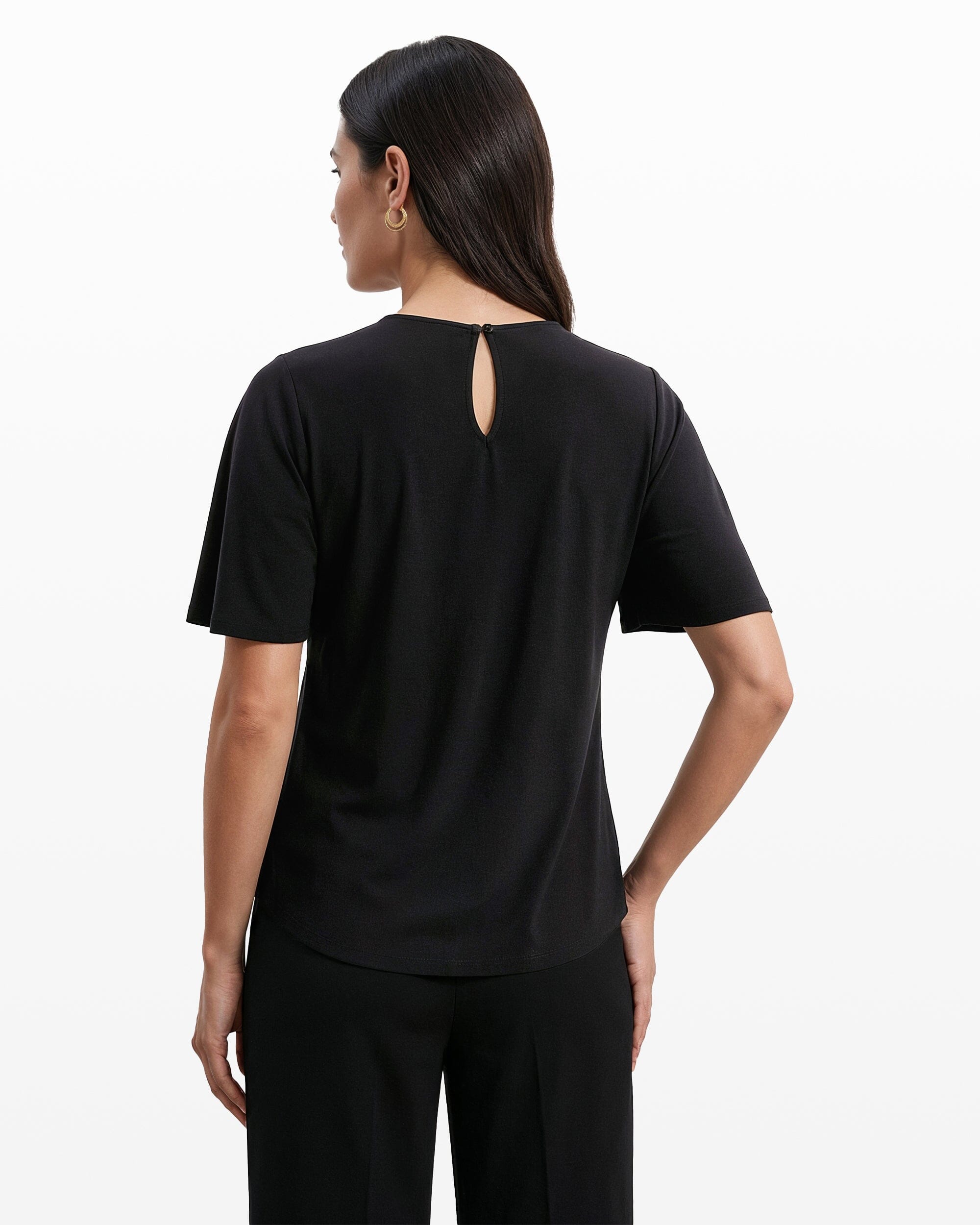 Anne Klein Pleated Neckline Bell Sleeve Top