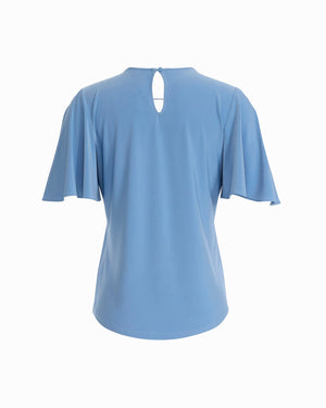 Anne Klein Pleated Neckline Bell Sleeve Top