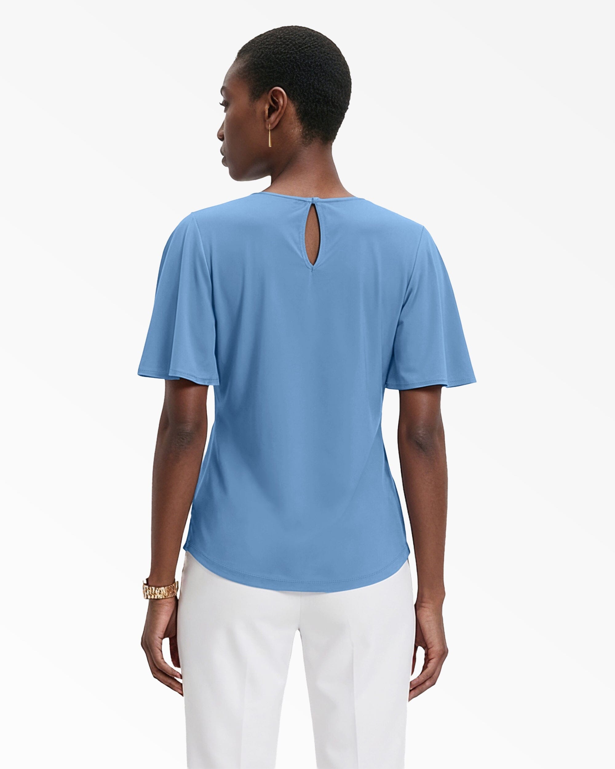 Anne Klein Pleated Neckline Bell Sleeve Top