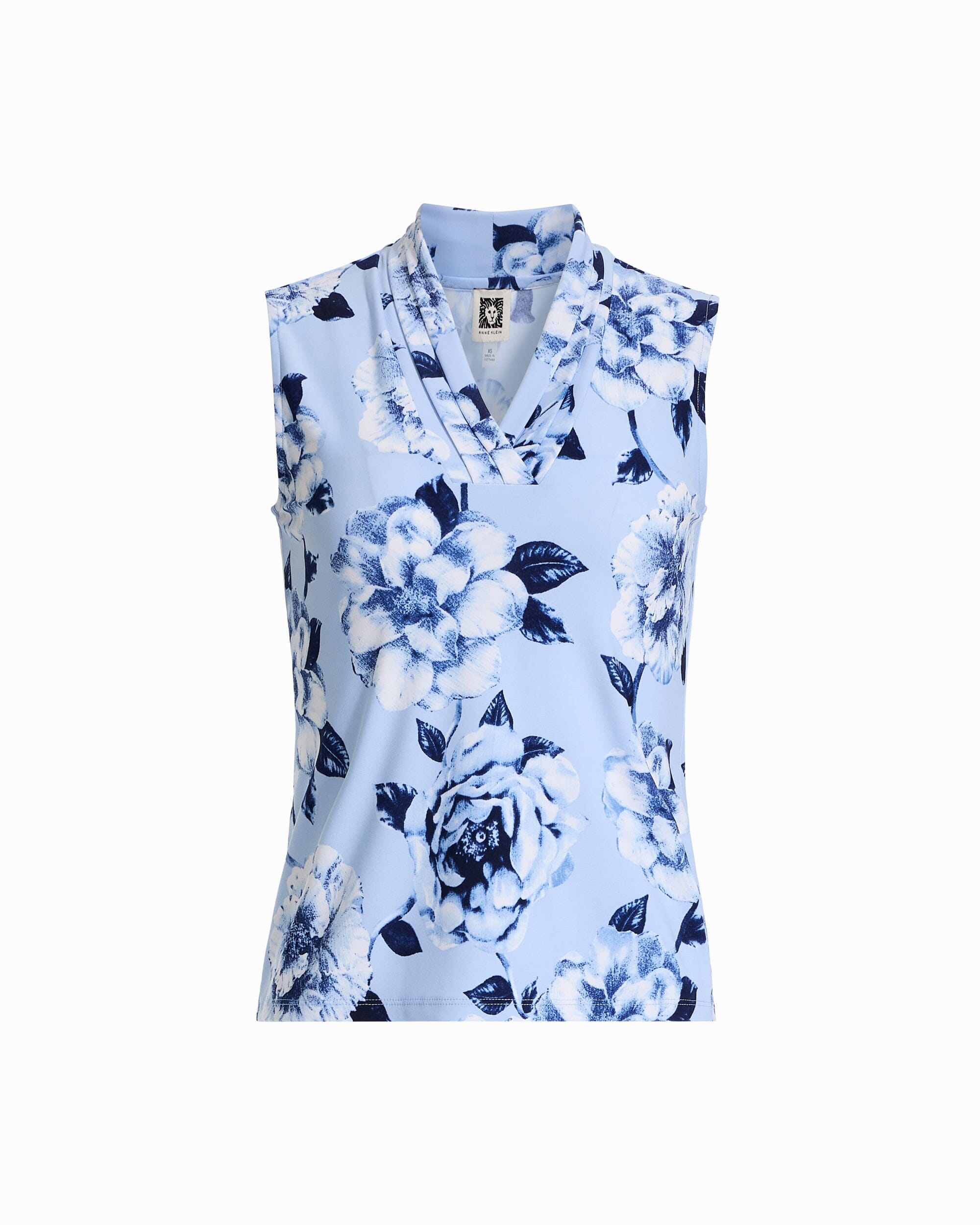 Anne Klein Plus Size Triple Pleat V-Neck Sleeveless Knit Top