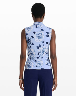 Anne Klein Triple Pleat V-Neck Sleeveless Knit Top