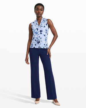 Anne Klein Triple Pleat V-Neck Sleeveless Knit Top