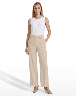 Anne Klein NATURAL GRAIN High-Rise Pull-On Wide Leg Pants Waistband Detail