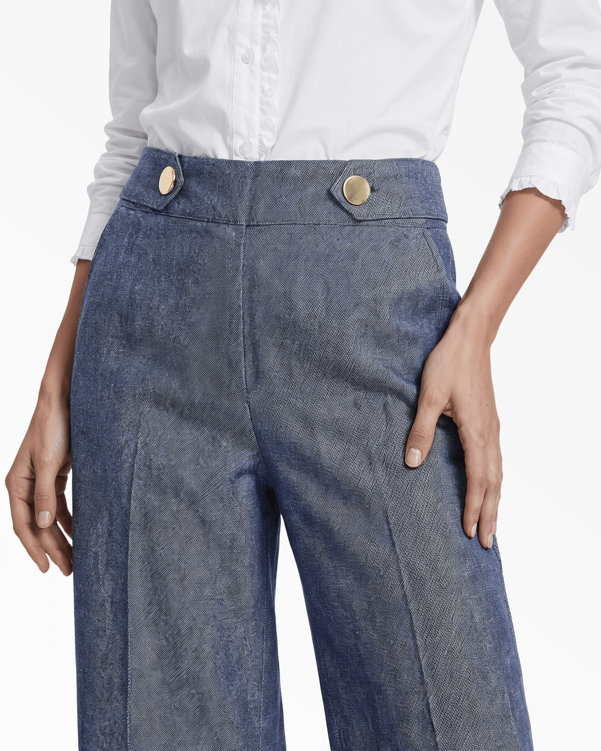 Anne Klein High-Rise Pull-On Wide Leg Pants Waistband Detail